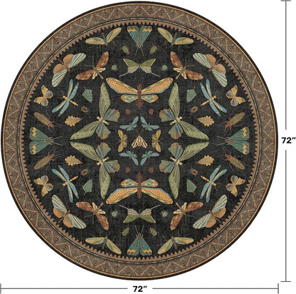 Washable Black 6ft Round Area Rugs - Image 2