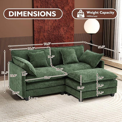 Ihanherry 77" L Shaped Modern Sofa Modular Sectional Cloud Couch - Image 2