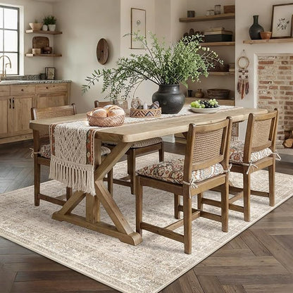 Schweek 5x7 Washable Area Rug Vintage Neutral Beige Rugs - Image 3