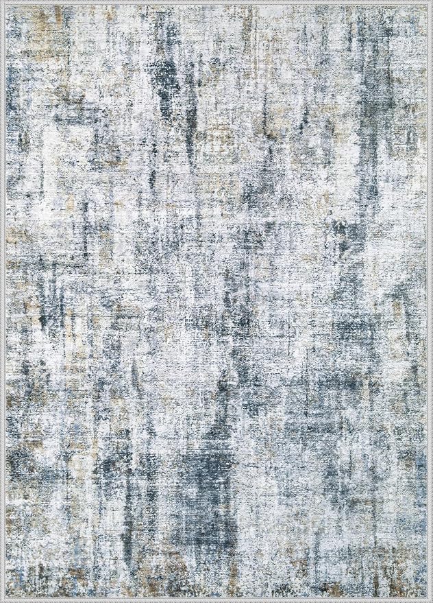 6x9 Area Rugs Washable Rug: Abstract Neutral Rugs Modern Non Slip Area Rug - Image 8