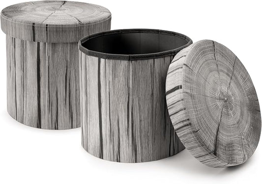 Sorbus Tree Stump Stool, Storage Ottoman 15 Inch Fake Tree Stumps Log Stool by Sorbus