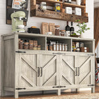 Buffet Cabinet with Storage Farmhouse with 4 Doors, 55'' Large Kitchen Storage Cabinet Wood Coffee Bar Buffet Sideboard for Kitchen, Dining Room, Entryway