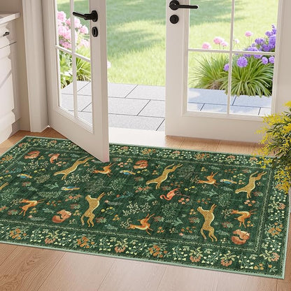DUKINO 2x4 Rug for Entryway, Animal Washable Runner Rug for Kitchen, Low Pile by DUKINO