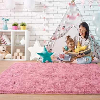 9x12 Extra Large Blush Fluffy Soft Area Rug Non-Slip - Image 6