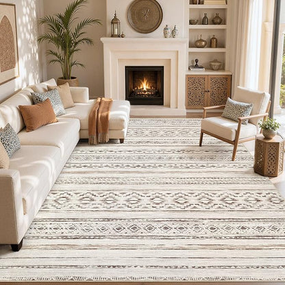 cotiled Boho 5x7 Area Rugs for Living Room: Soft Moroccan Washable Rug | Solve - Image 8