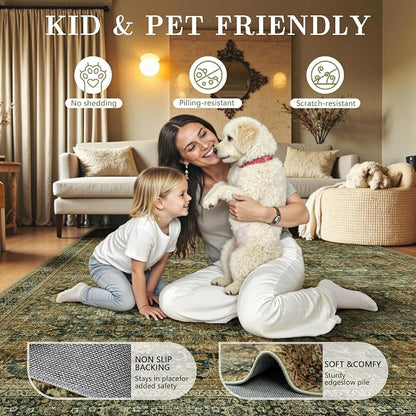6x9 Area Rugs - Washable Vintage Retro Living Room Rug, Soft Ultra Thin Non - Image 5