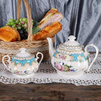 fanquare 15 Pieces European Retro Rose Tea Set,English Flora Tea Set for Adults,Porcelain Coffee Set