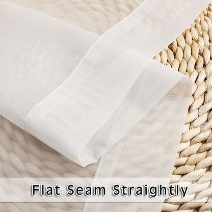 Sheer Curtains 63 inch Length, Ivory Sheer Cutains 2 Panels Set - Image 6