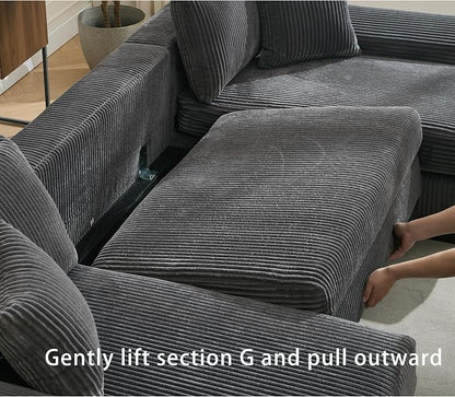 114" Sectional Couches with Pull Out Bed - Image 6