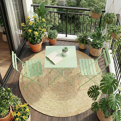 GarveeLife 3 Piece Patio Bistro Set, Folding Patio Bistro Table and Chairs Set - Image 2