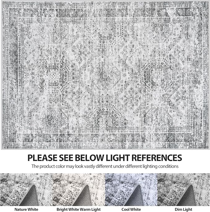 Aelenmu 6x9 Area Rugs for Living Room Washable Bedroom Dining Room Grey | - Image 7