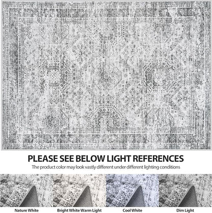 Aelenmu 9x12 Area Rugs for Living Room Washable Bedroom Dining Room Grey | - Image 7