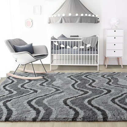 Noahas 6x9 Large Grey Fluffy Soft Area Rug Non-Slip - Image 7