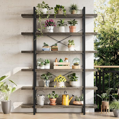 OtterOasis Bookshelf Set, Heavy Duty 6-Tier Industrial Bookcase, 120lbs Shelf - Image 5