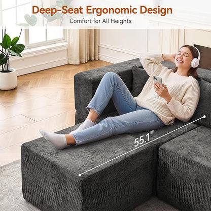 MONVANE Modular Sectional Sofa, Oversized 10 Seat Convertible U Shaped Couch - Image 5