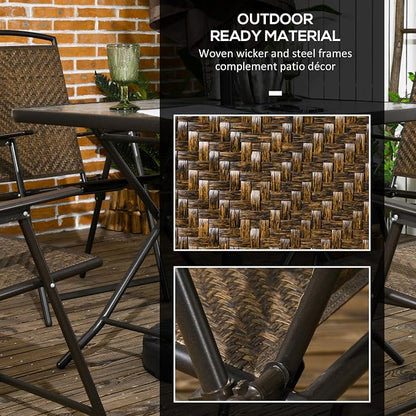 Outsunny 5 Pieces Wicker Patio Dining Set, Foldable Outdoor Table and Chairs - Image 6