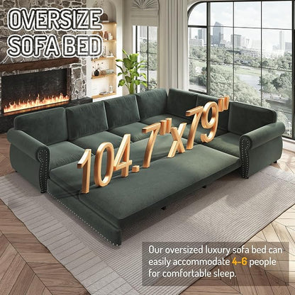 118" L-Shaped Sleeper Couch Bed - Image 7