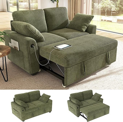 Ihanherry 59-inch Corduroy Convertible Sofa Bed by iHanHerry