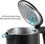 Dezin Electric Kettle, 0.8L Portable Travel Kettle with Double Wall Construction, 304 Stainless Steel Electric Tea Kettle for Business Trip, Small Electric Kettle with Auto Shut-Off (Without Cup)