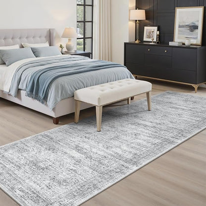 Soalmost Washable Runner Rug 2'6"x8' Kitchen Hallway Runners Grey | Soft - Image 10