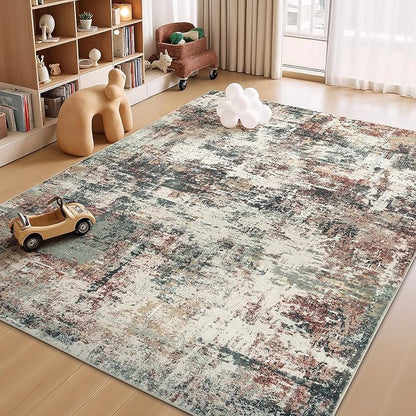 Rugflix 9x12 Area Rugs for Living Room, Washable Rust Brown Green Large Rug | - Image 8
