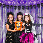 BRAVESHINE Purple Tinsel Foil Fringe Curtains - 2Pcs 3.2x8.2ft Metallic Holidays Photo Backdrop for Halloweens Birthdays Valentine's Bridal Shower Bachelorette Anniversary Engagement Party Supplies