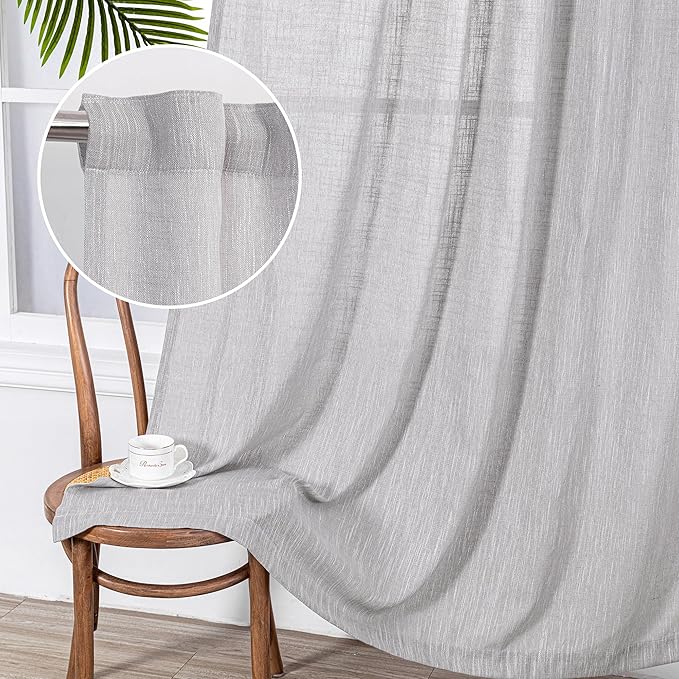 MYSKY HOME Grey Curtains 84 Inch Length, Living Room Curtains & Drapes Boho by MYSKYHOME