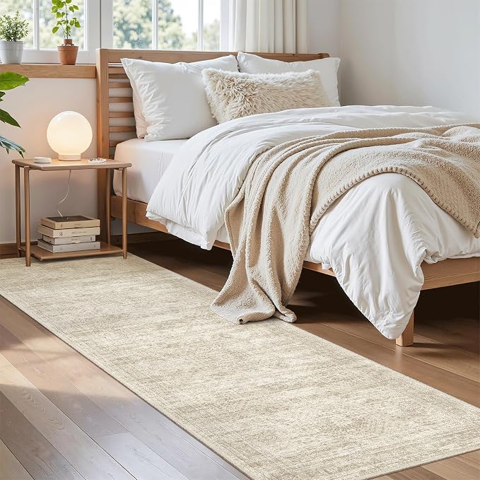 Soalmost Runner Rug 2x8 Washable Non-Slip Hallway Kitchen Runners Beige | Stain - Image 9