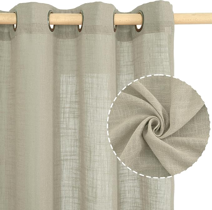 90 Inch Long Sheer Linen Curtains - Image 2