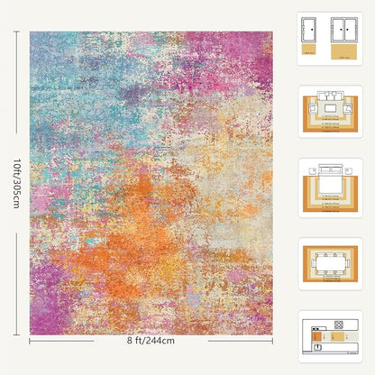 8x10 Area Rugs, Abstract Modern Ultra Soft Washable Rug, Non Slip Carpet - Image 2