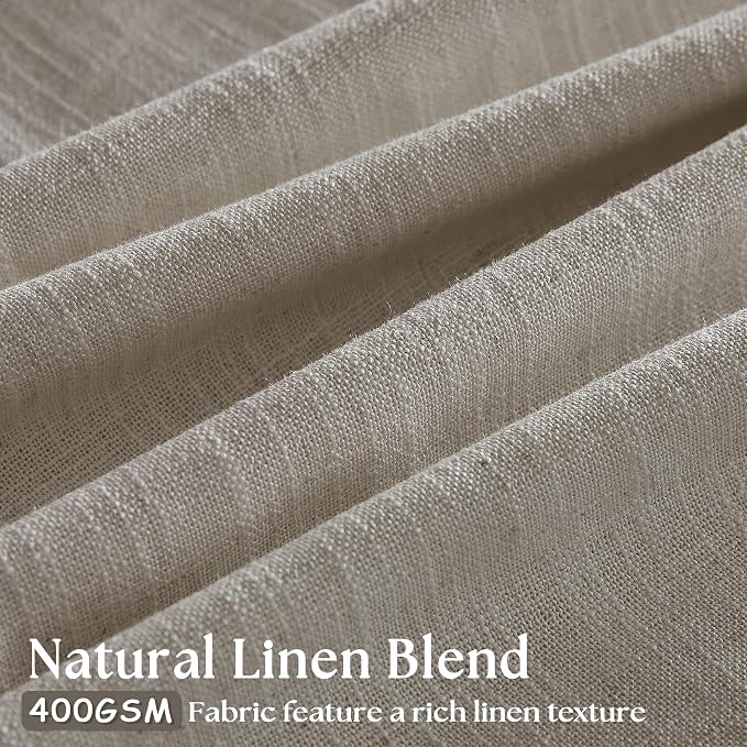 Burlywood Birch Pinch Pleat Linen Kitchen Curtains 45 Inches Long 2 Panels | - Image 3