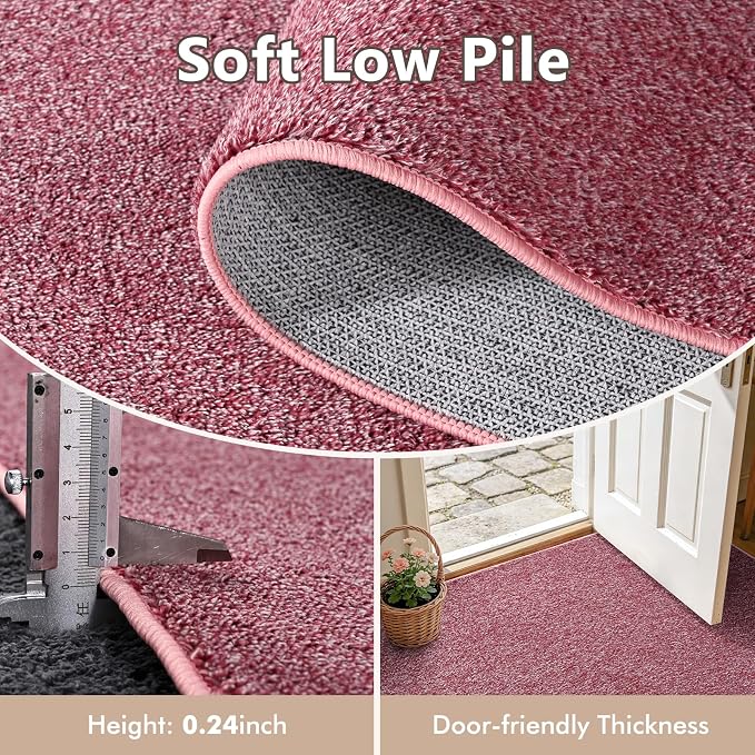 3x5 Red/White Area Rug Washable Non-Slip Soft Thin - Image 5