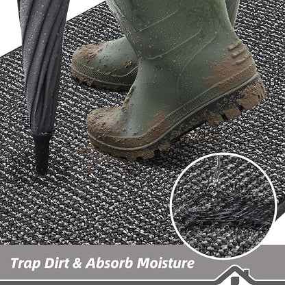 BEQHAUSE Dirt Trapper Door Mat 17" x 30", Non-Slip Doormats, Charcoal | - Image 3