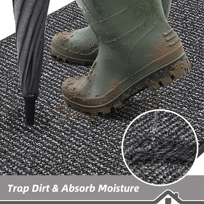 BEQHAUSE Dirt Trapper Door Mat 20"x48", Non-Slip Washable Doormat, Charcoal | - Image 3