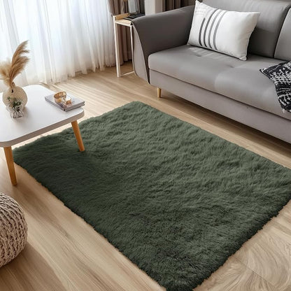 OLANLY 3x5 Machine Washable Small Bedside Rug, Soft Fluffy Shaggy Rugs - Image 5