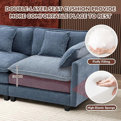 Ihanherry 111.4 Inch 3-Seater Cloud Sofa, Modular Sectional Couch, Modern Deep - Image 4
