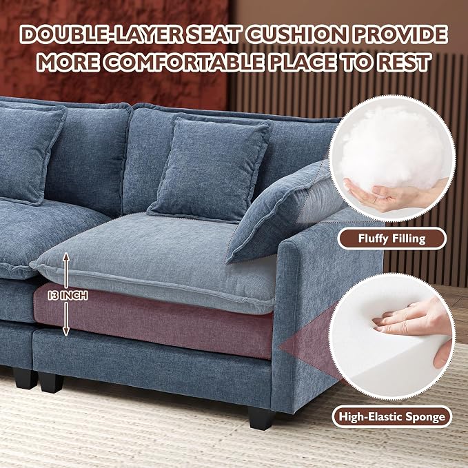 Ihanherry Cloud Sofa 77 Inch Loveseat, Modern Sectional Couch, 2-Seats Sofa - Image 4