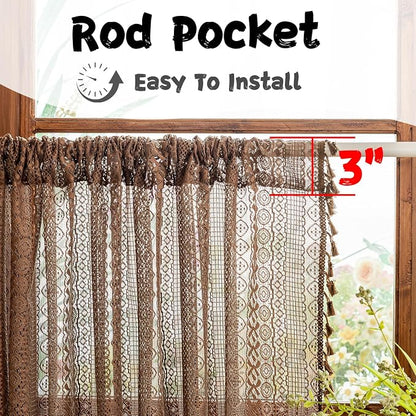 Sutuo Home Boho Valance Short Curtains 2 Panels - Image 3