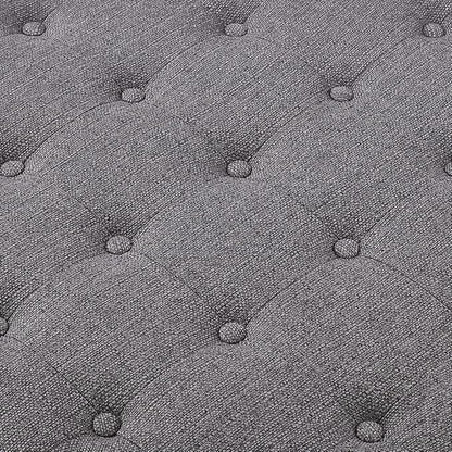 24KF Large Round Upholstered Tufted Linen Ottoman Coffee Table, Large Footrest - Image 5