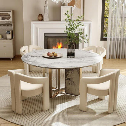 Hyfirm Upholstered Linen Barrel Dining Chairs Set of 4, Modern Accent Kitchen by Hyfirm