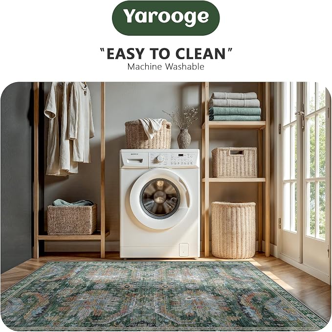 2x8 Hallway Runner Rug, Washable Vintage Retro Long Runner Rugs - Image 7