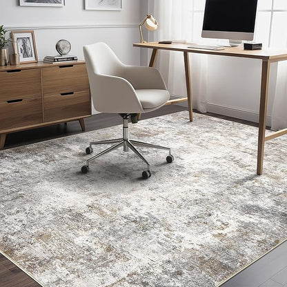 UERMEI 5x8 Area Rug Living Room Rugs Washable Neutral Brown Grey Carpet | - Image 6