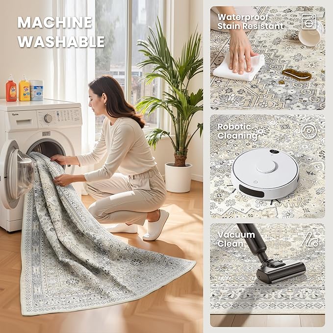 2x12 Runner Rug Non Slip, Washable Hallway Runner Rug, Laundry Room, Soft - Image 6