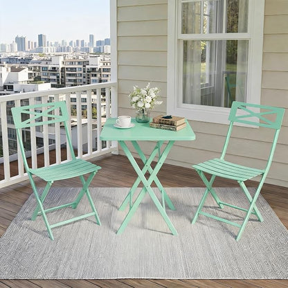 GarveeLife 3 Piece Outdoor Bistro Set, All Metal Patio Table and Chairs Set by GarveeLife