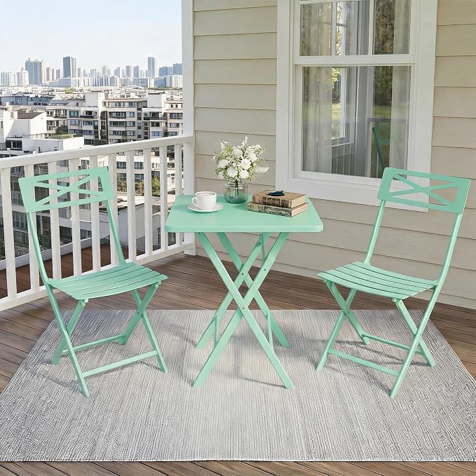 GarveeLife 3 Piece Outdoor Bistro Set, All Metal Patio Table and Chairs Set - Image 8