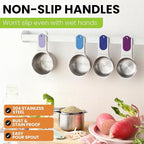 Spring Chef Magnetic Stainless Steel Measuring Cups (Patent Pending), Kitchen Tools with Easy to Read Markings for Measuring Dry or Liquid Ingredients, Set of 7, Winter Frost