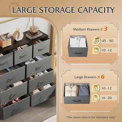 WLIVE 9-Drawer Dresser, Fabric Storage Tower - Image 5