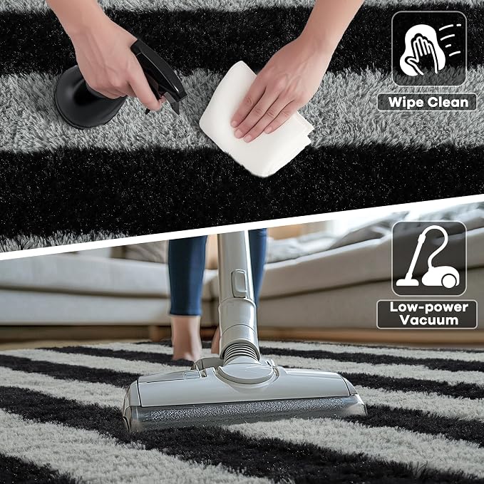 6x9 Large Black and Grey Fluffy Area Rug Non-Slip - Image 5