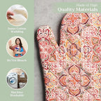 Maison d' Hermine Oven Gloves 100% Cotton Oven Mitt 7" x 13" with Loop Heat Resistant, BBQ, Cooking Gloves, Baking, Grilling, Kitchen, Handling Hot Pans (Pack of 1, Damask)