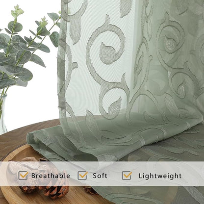Furman Sage Green Semi Sheer Curtains 72 inches Long - Image 6